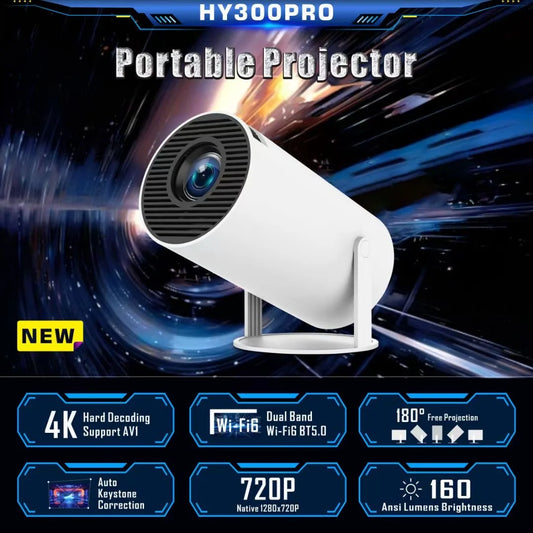 Newest Portable Mini Pocket LCD Projector Hy300pro Smart Android Projecteur 200 Lumens Home Theater Video Proyector HY300 Pro