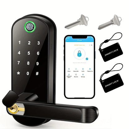 Smart Fingerprint Door Lock — Keyless Entry, WiFi, Touchscreen & NFC | IP67 Waterproof