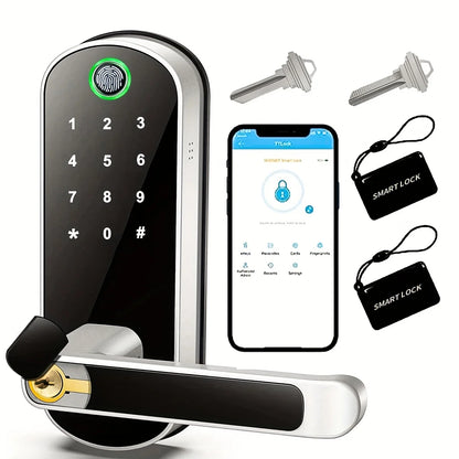 Smart Fingerprint Door Lock — Keyless Entry, WiFi, Touchscreen & NFC | IP67 Waterproof